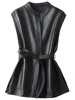 Trendy Black PU Leather Vest for Women