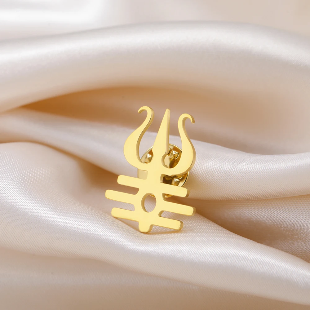 Dawapara Lord Shiva Dreizack Brosche Mantra Buddhismus Hindu Gott Segen Symbol Anstecknadeln Edelstahl Schmuck – Detail 10