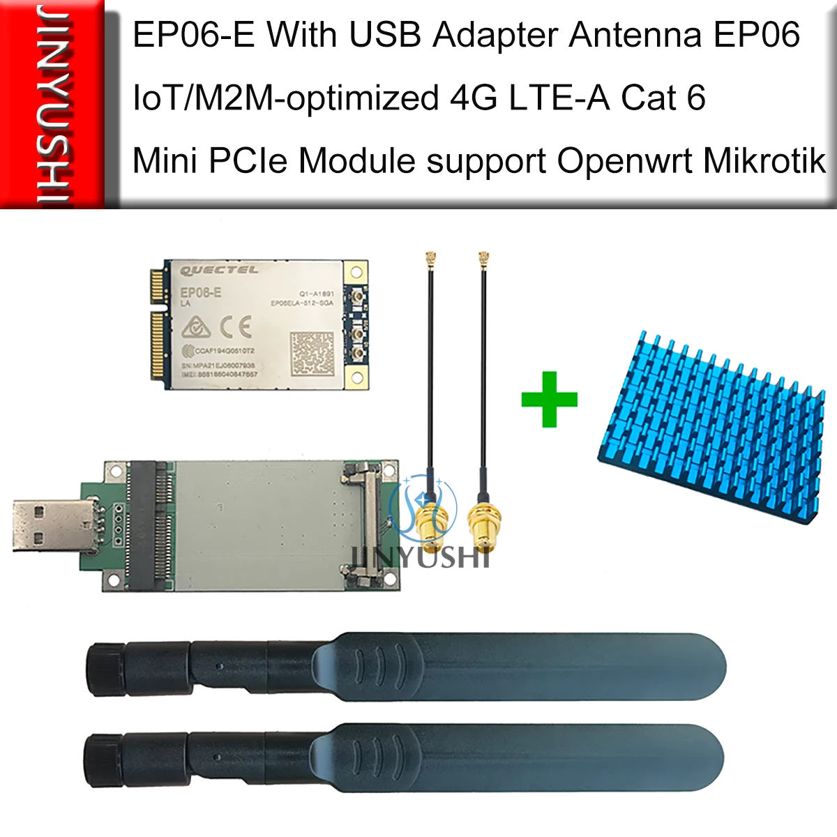 

Quectel EP06-E With USB Adapter Antenna EP06 IoT/M2M-optimized 4G LTE-A Cat 6 Mini PCIe Module support Openwrt Mikrotik