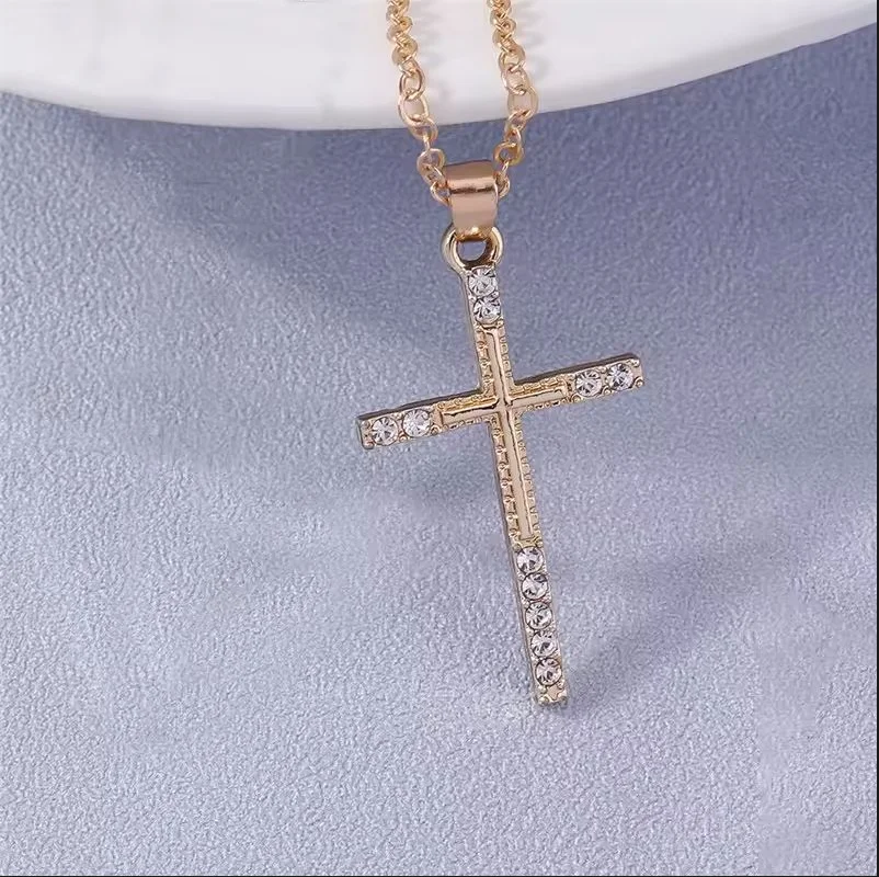 Radiant Crystal Crucifix Pendant Necklace in Gold and Silver Tones