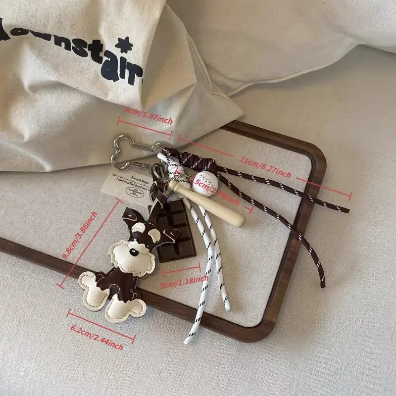 3D PU Leather Schnauzer Dog Keychains For Women Cute Bag Pendant Creative Car Hanging Ornaments Bag Accessory Key Chains Jewelry