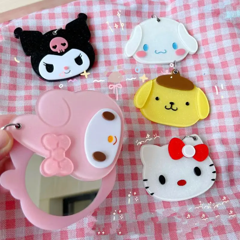 

Sanrio Kuromi Hello Kitty моя мелодия мультфильм слайдер стерео портативное зеркало Ins стиль портативный маленький круглый зеркальный блестящий порошок