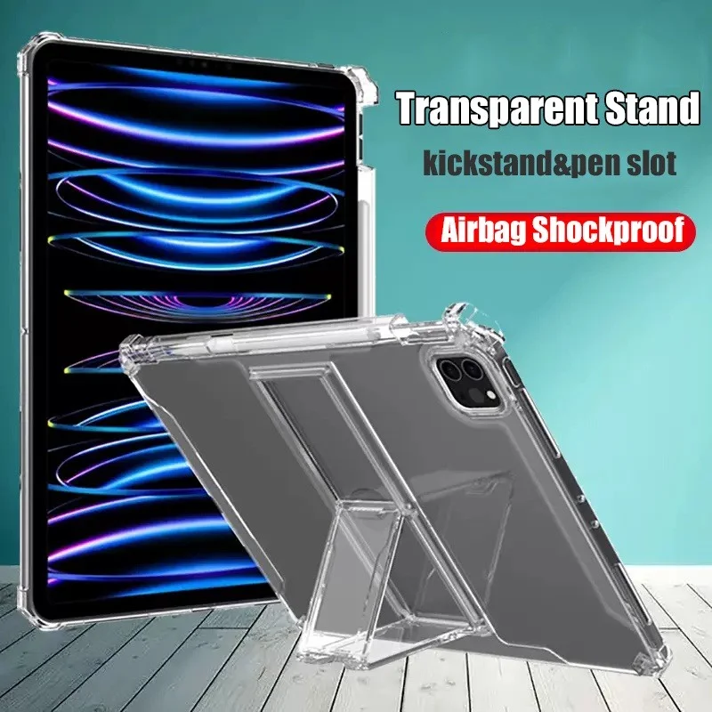 

Transparent Case with Pen Slot For Ipad Mini 5 4 6 Ipad 7 8 9 10th Ipad 5 6 Air 1 2 9.7 Air 3 4 5 10.9 Pro 11 inch Airbag Cover