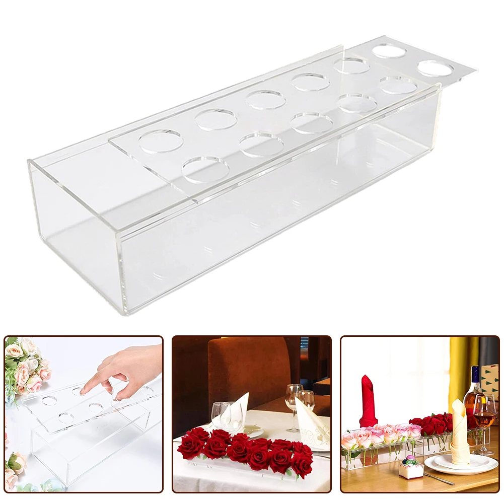 

1pc Acrylic Flower Vase Rectangular Floral Centerpiece For Home Wedding Dining Table Home Decor Wedding Party Decorations