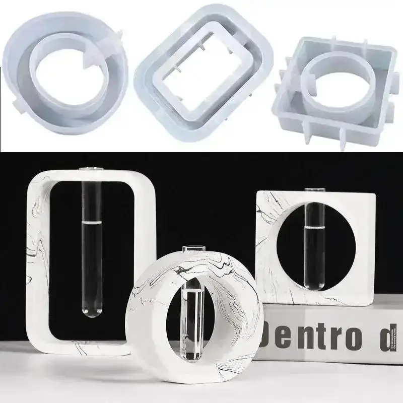 Epoxy Resin Crystal Glue Mold Oval Square Hydroponics Test Tube Flower Nursery Table Vase Silicone Mold Epoxy Resin Molds