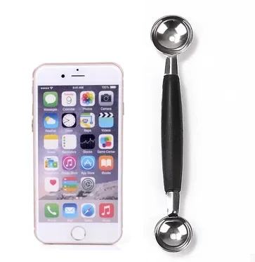 2in1 Dual-head Fruit Ball Carving Knife Kiwi Fruit Waterlemon Scoop Melon Digger Jar Mashed Potato Baller Ice Cream Spoon