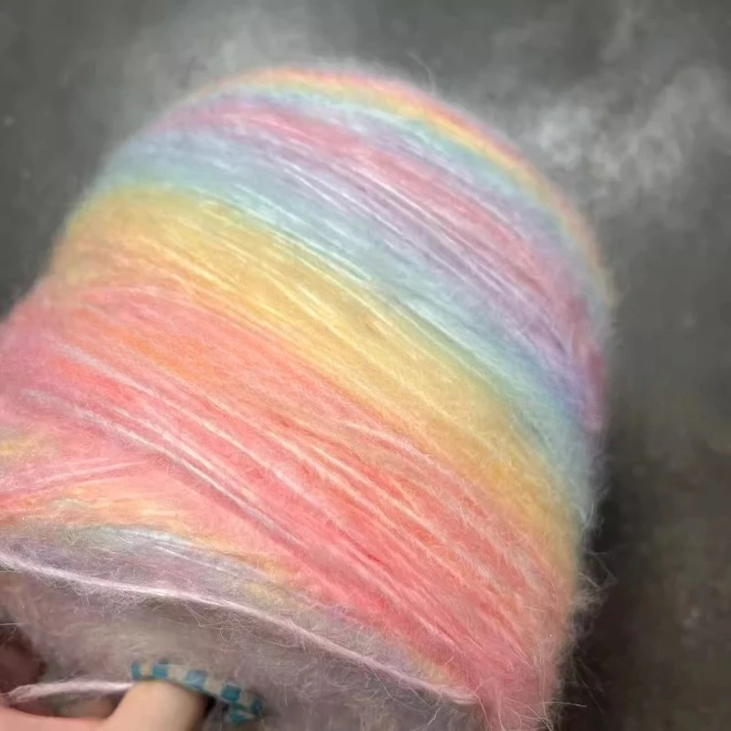 500/250/1000g 롱 섹션 염색 그라데이션 모헤어 실 수제 직조 스웨터 숄 스카프 장갑 원료 직조 실