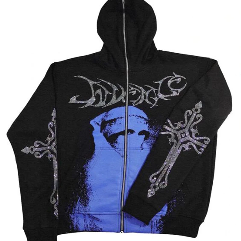 Geometric Pattern Printing Y2k Gothic Hoodies Women 2022 Autumn/winter
