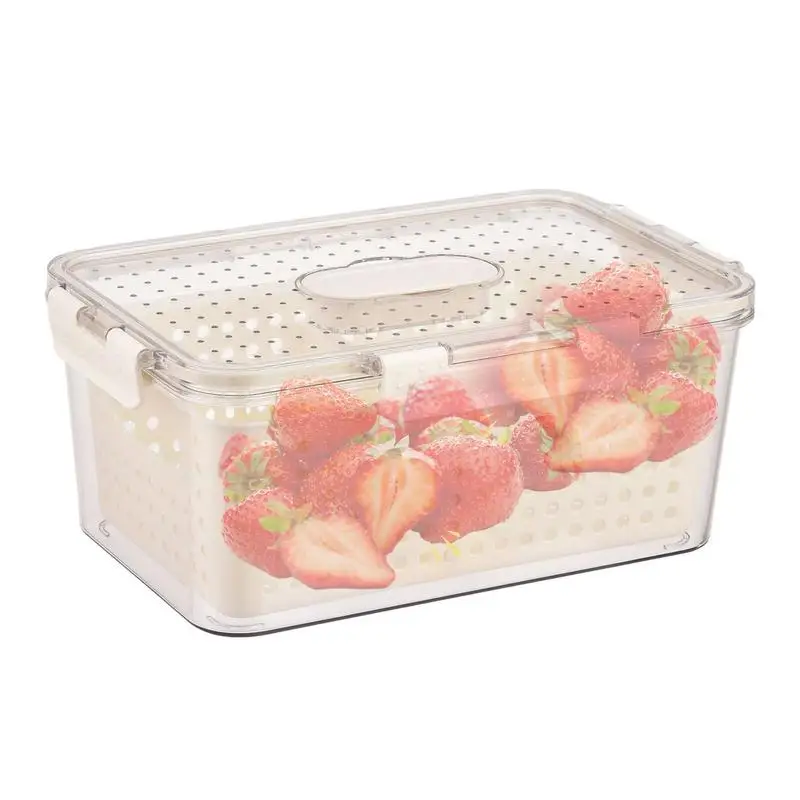 

Fridge container Refrigerator Storage Box Fresh Vegetable Fruit Boxes Drain Basket Storage Containers Pantry Kitchen Organizer