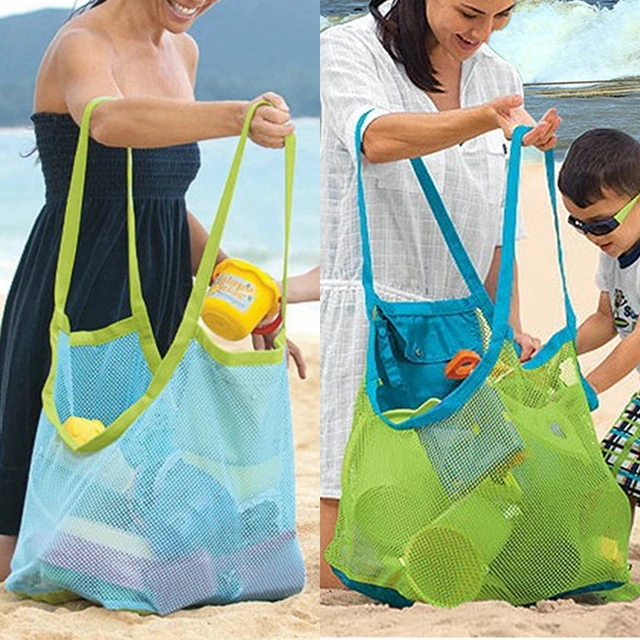 Grand sac de plage en maille pour enfants, sac de rangement