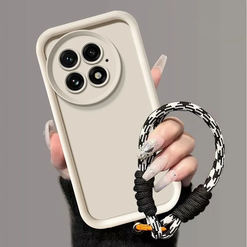 Silicone Case with Lanyard Wrist Strap - Solid Color Cover