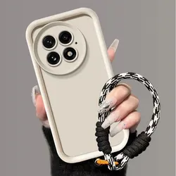 Silicone Case with Lanyard Wrist Strap - Solid Color Cover - OnePlus 11 (Beige)