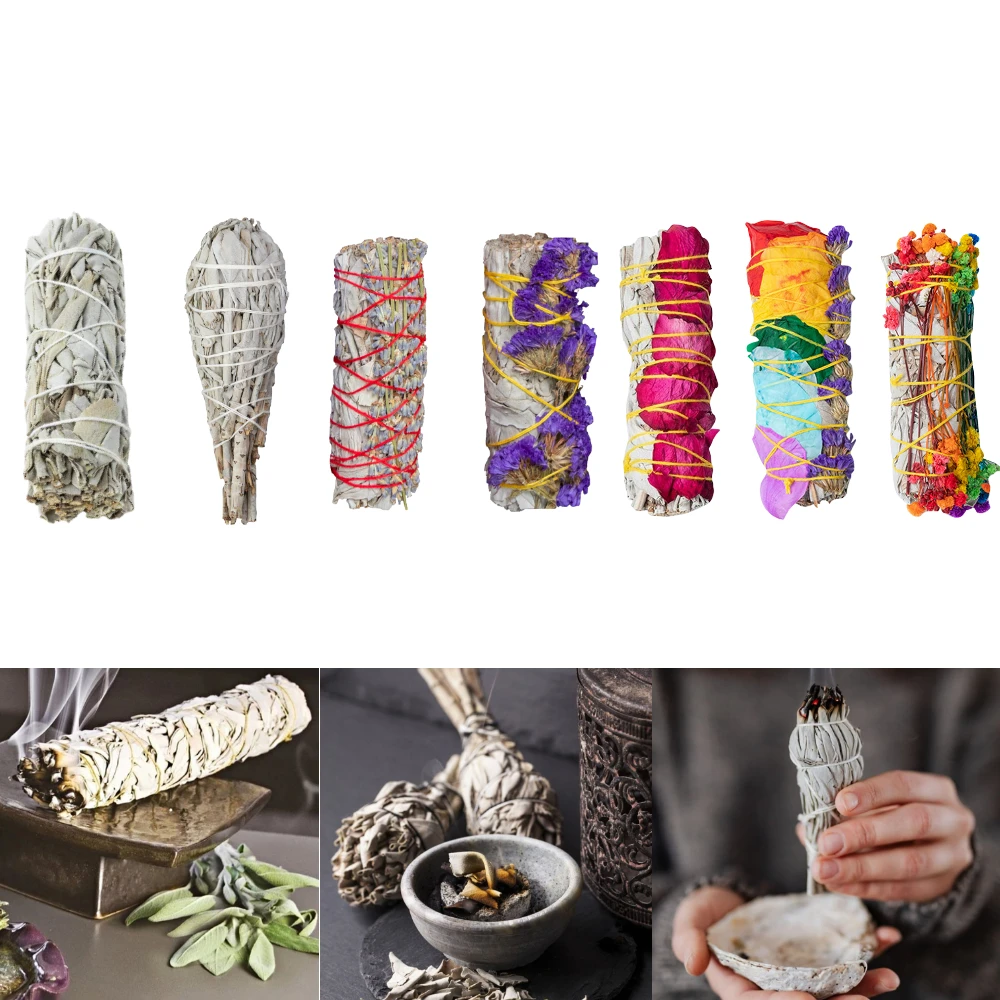 Aromatherapy White Sage Bundles Smudge Incense Sticks Wand Sage Indoor Home Smoking Purification