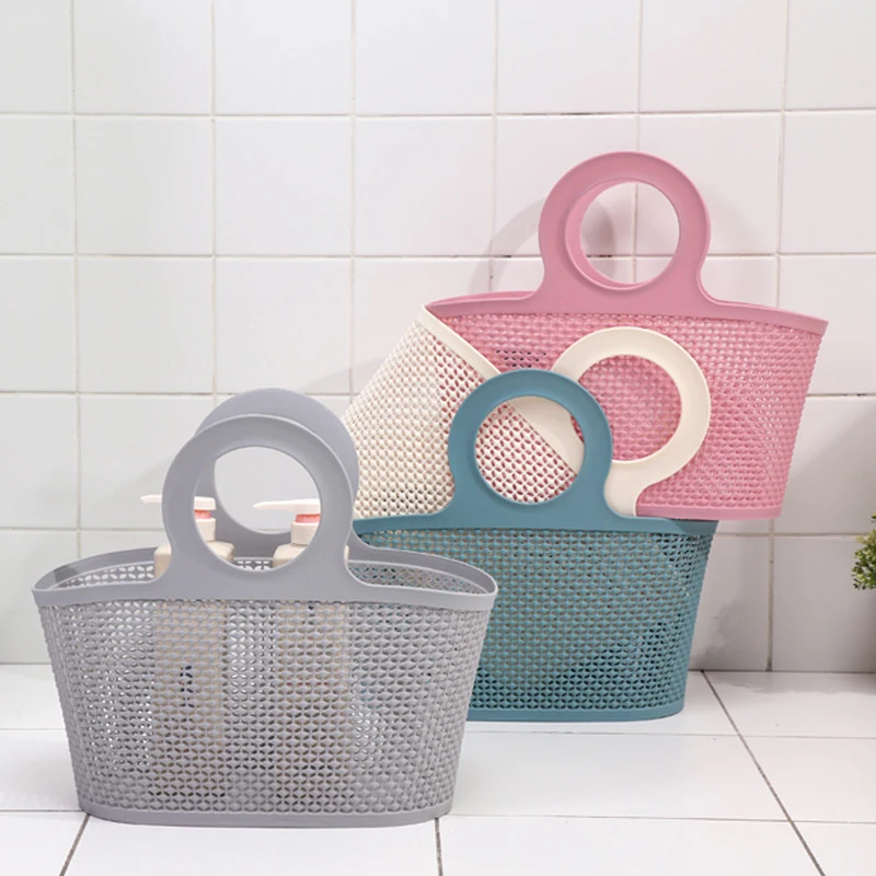 Portable Bath Basket Bathroom Products Shampoo Sundries Storage Basket  Multi-functional Hollow Small Basket 