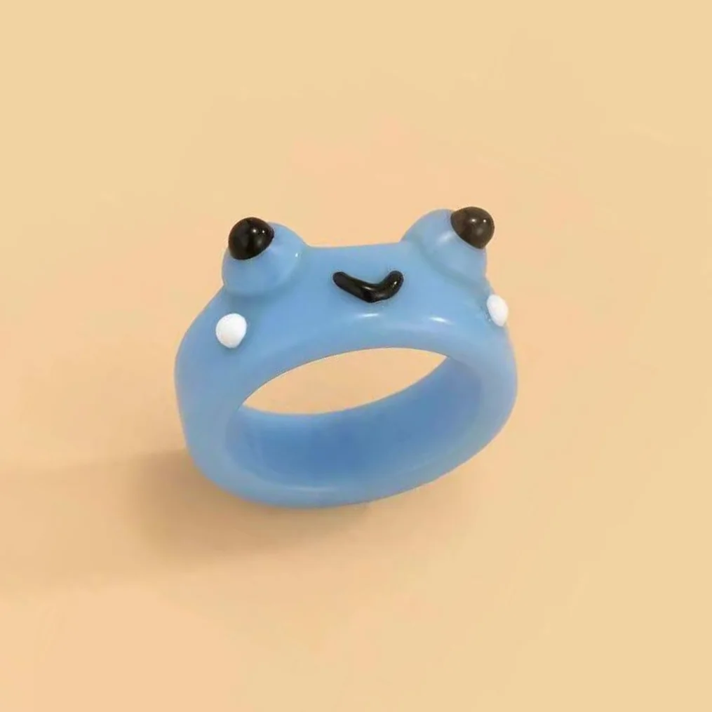 Trendy Rings Colorful Acrylic Frog Chick Ring Funny Personality Cartoon Cute Ring Gift  Jewelry for Women  Wholesale Bulk trendy rings for women Trendy Rings