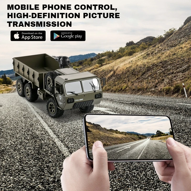 FY004A RC Car 6WD Military Card with Differential Simulation RC Off road Vehicle Full Scale Remote Control Car Model Toy 3