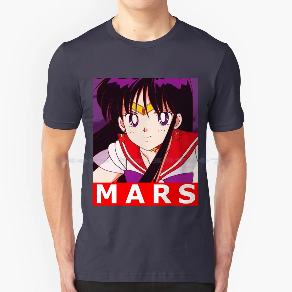 Sailor Mars Hino T Shirt 100% Cotone Tee Moon Sailor Mars Hello