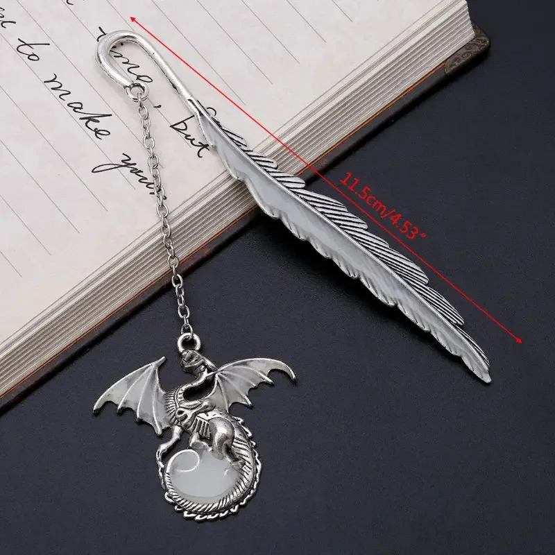 Luminous Book Marker Gift Feather Dragon Label Creative School Student W91A Bookmark bookmarks stationery supplies bookmark page holder bookmark holder