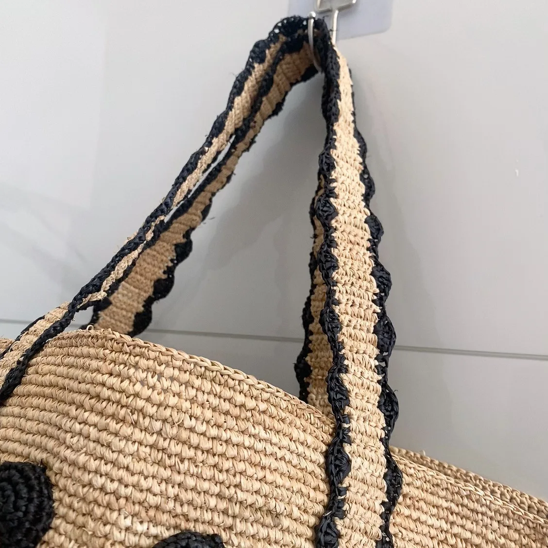 Summer Raffia Straw Bag Dot Woven Bucket Bags for Women Shoulder Bag Handmade Travel Beach Bags Handbags Shopper Tote Purse NEW