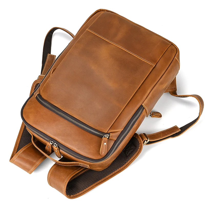 Womens Rustic Brown Leather Backpack Mens Purse