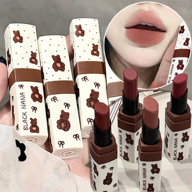 1pc Waterproof Matte Coffee Brown Lipstick Moisturizing Long Lasting Not Easy To Fade Low Saturation Rose Pink Brown Lip Gloss