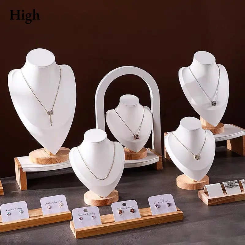 

Jewelry Bust with Wooden Base Display Holder Stand Display Necklace Mannequin Model for Bedroom Retail Stores Countertop Shows
