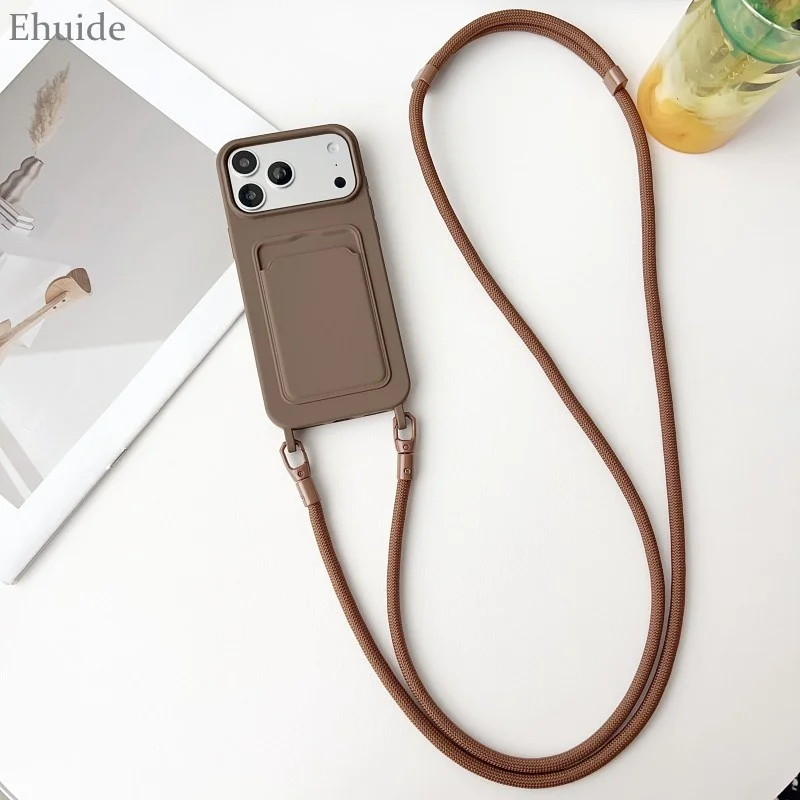 Stylish Shockproof Crossbody Lanyard Case with Card Holder and Soft Candy-Colored Design