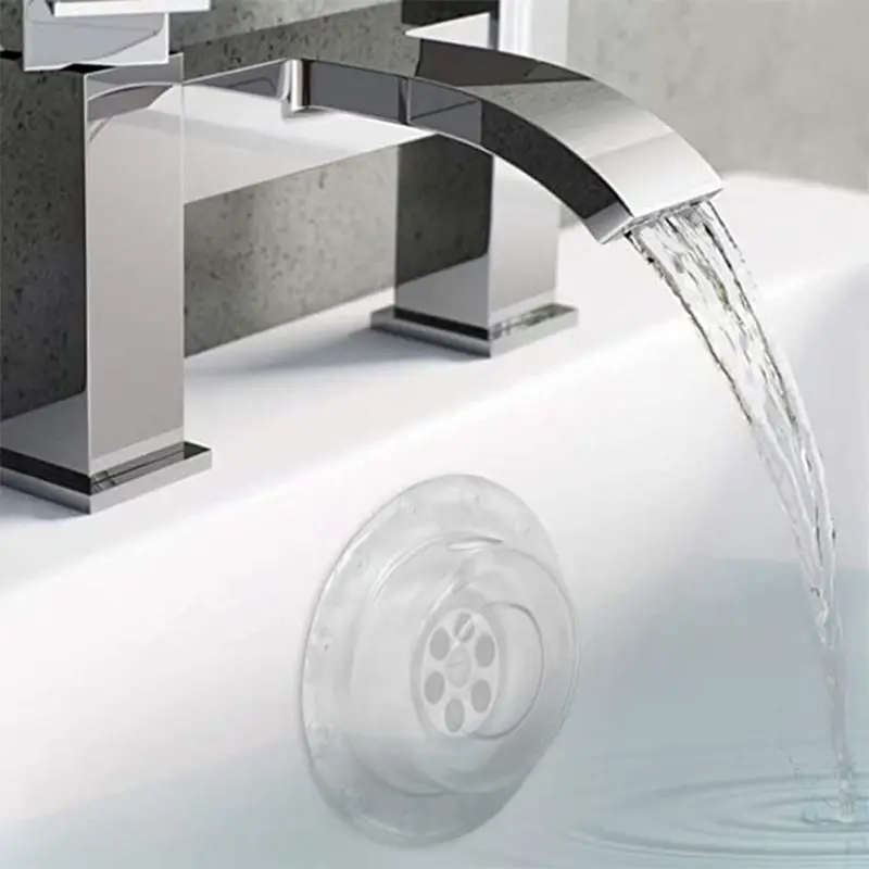 

C7AD Bathroom Tub Drain Block Covers Bottomless Bath Overflow Drain Cover Transparent Water Stopper Plug Suction Cup Seal