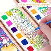 Magic Watercolor Coloring Book for Kids 12 Sheets Graffiti Painting Notebook with Paint Brush Water-Activated Gouache Drawing 3