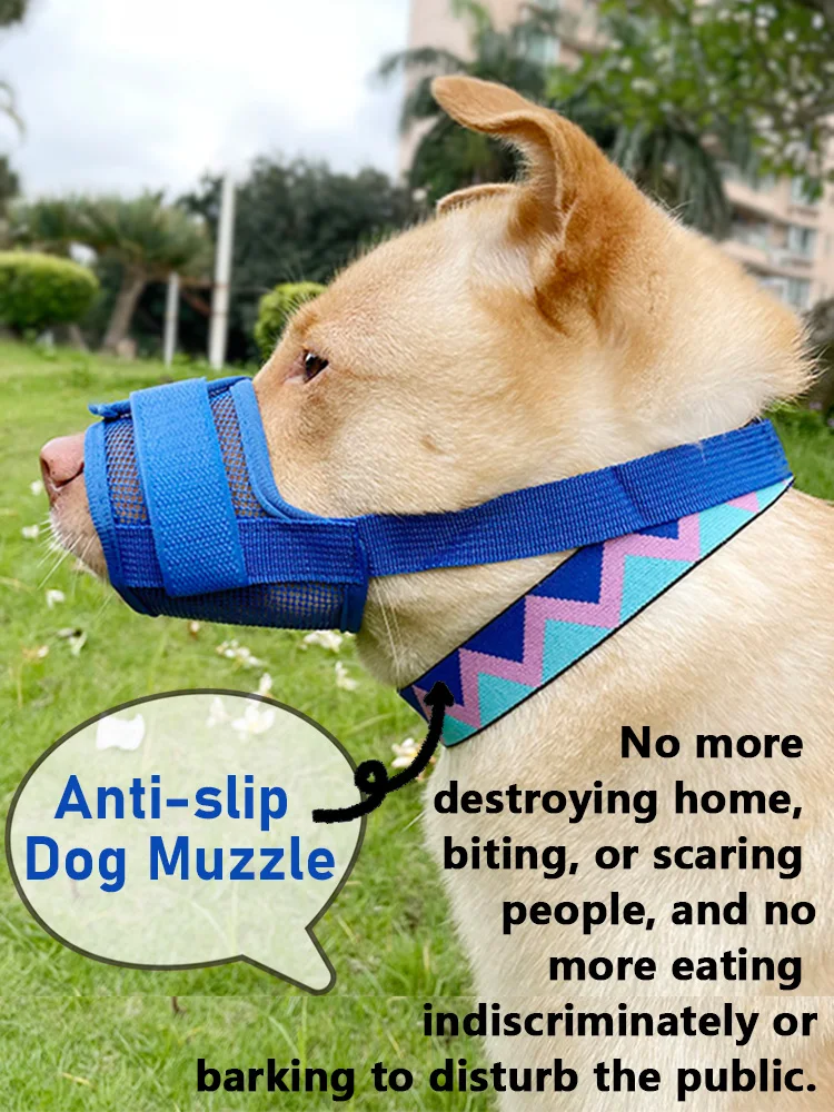 Dog Muzzle Adjustable Prevents Biting Barking