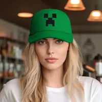 Adult Creepers Big Face Videogame  Trucker Cap Mesh Baseball Cap Polyester Hat Sun Hat Adjustable Racing Cap Summer 2