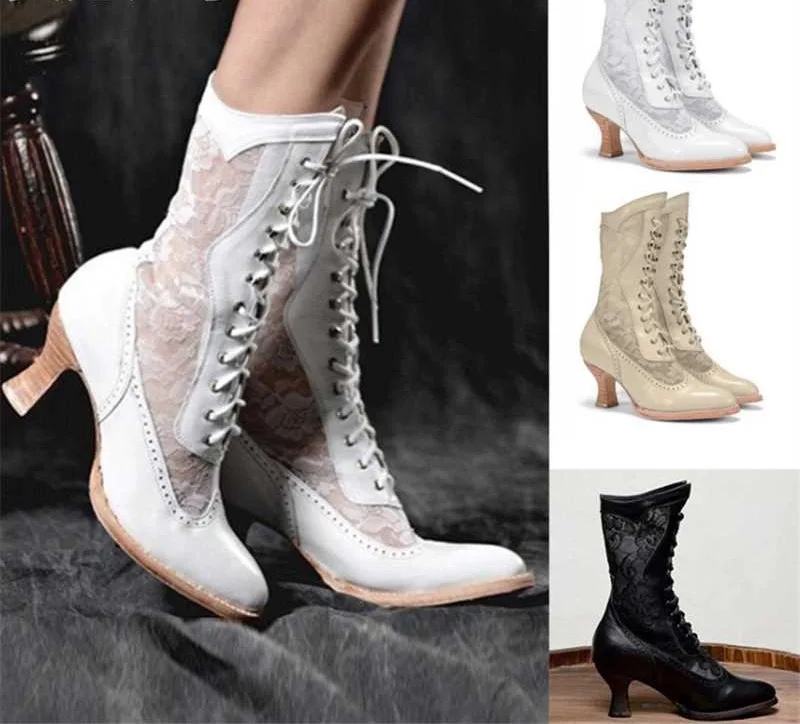 

Shoes Lady Boots Boots-Women Round Toe Winter Footwear Low 2023 Large Size Mid Calf Rubber Autumn Red Pointy Hoof Heels Riding