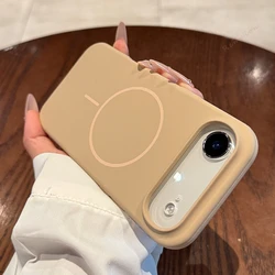 Premium Liquid Silicone Magnetic Phone Case with MagSafe Protector Cover - 14Plus 15Plus (Desert Gold)