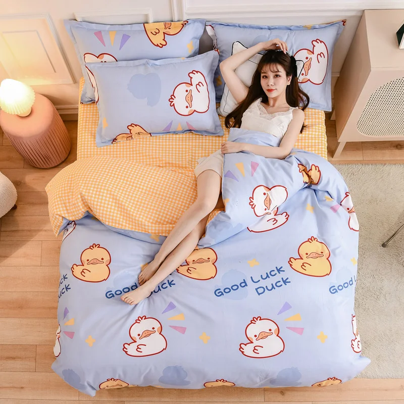 Fashion Print Thicked Bedding Set Queen Size Soft Skin Friendly Duvet Cover Set with Sheets Cozy Comforter Cover Bedding Sets