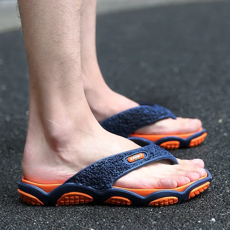 Mens Slippers Lightweight Sandals Summer Flip Flops Breathable Beach Shoes Sandals Men Luxury Flip Flops Breathable Men Slides — view 4