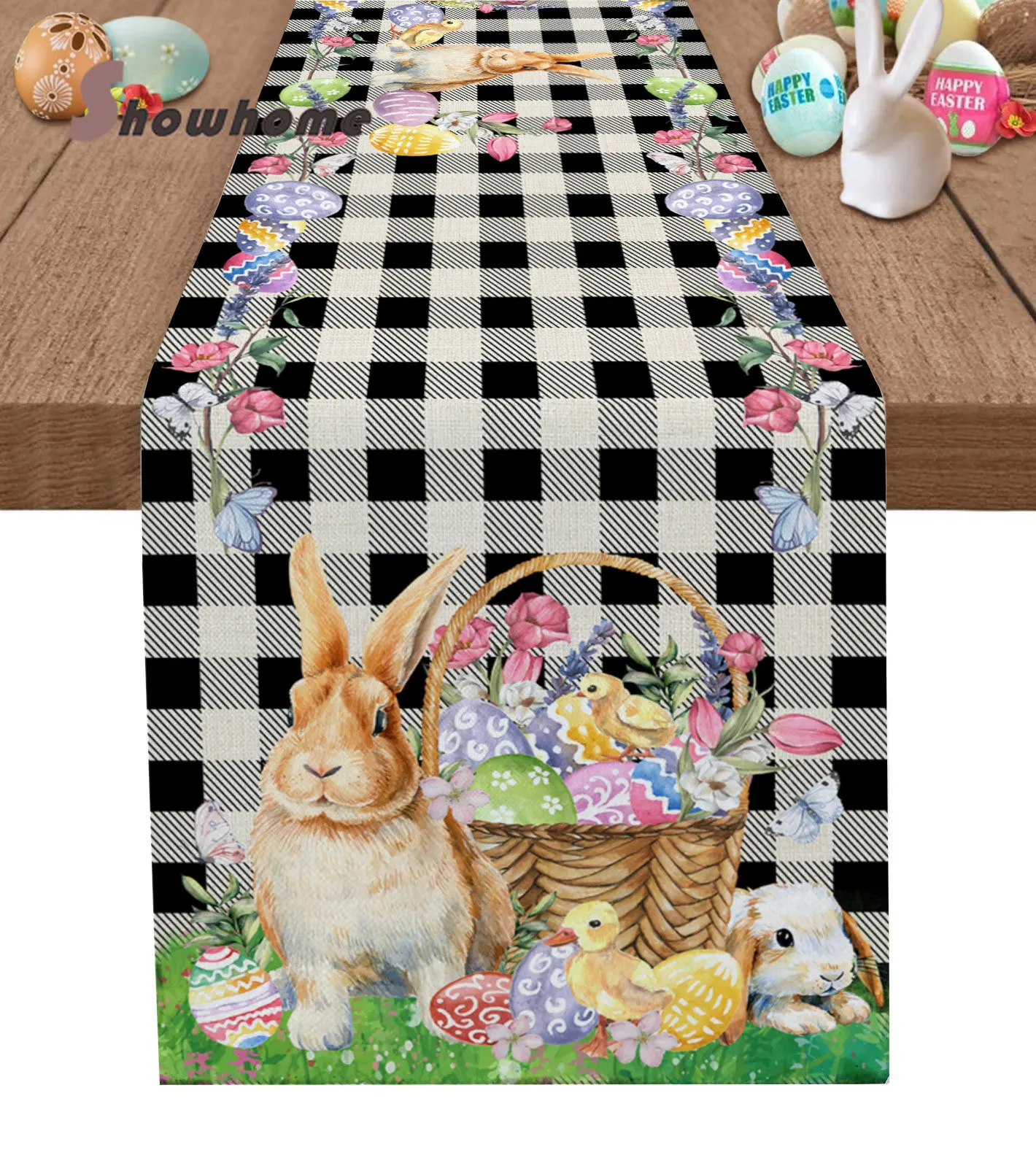 T&K Camino de mesa de Pascua 40 x 90 cm n.º 205288 40 x 90 bordado de conejo 