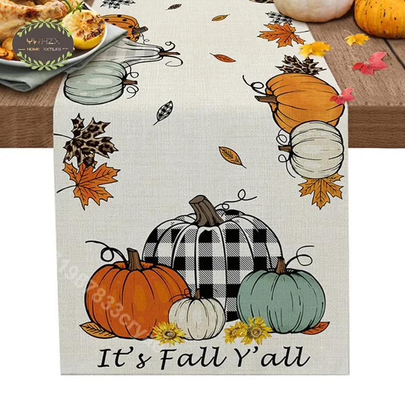 

Halloween Pumpkin Table Runner Home Kitchen Dinning Tables Decor Tablecloth Holiday Wedding Thanksgiving Decoration Cover Cloth