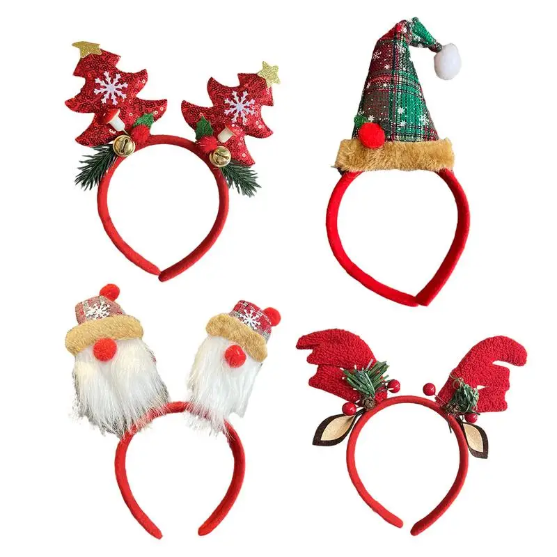 

2pcs Christmas Deer Headband Gnome HeadpieceDeer Horn Costume Headwear Cartoon Headpiece HairBand For Christmas Party Decoration