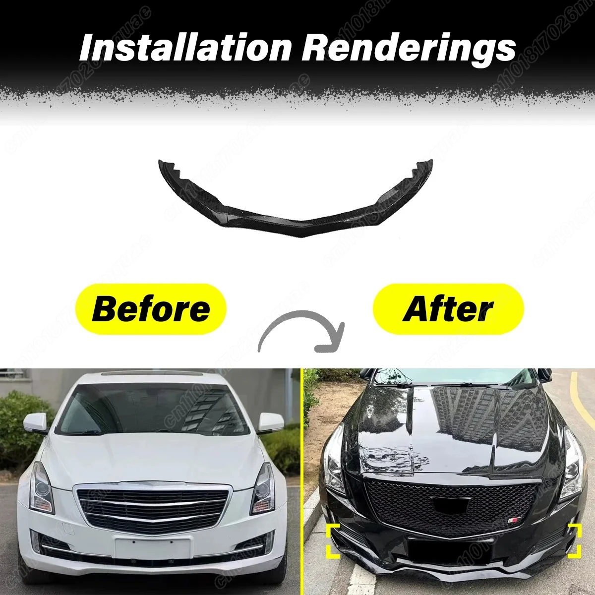 Cadillac ATS 2015 2016 2017 2018 자동차 앞 범퍼 스포일러 바디 프론트 펜더 스플리터 장식 가드 액세서리