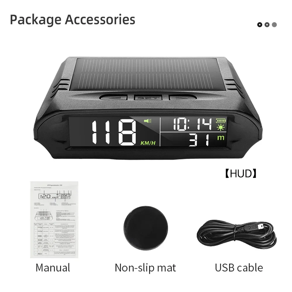 100 % Auto-GPS-Tachometer, Head-Up-Display mit Solarladefunktion, intelligenter digitaler Alarm-Erinnerungsmelder für das Auto, elektronisches Zubehör, HUD – Detail 14