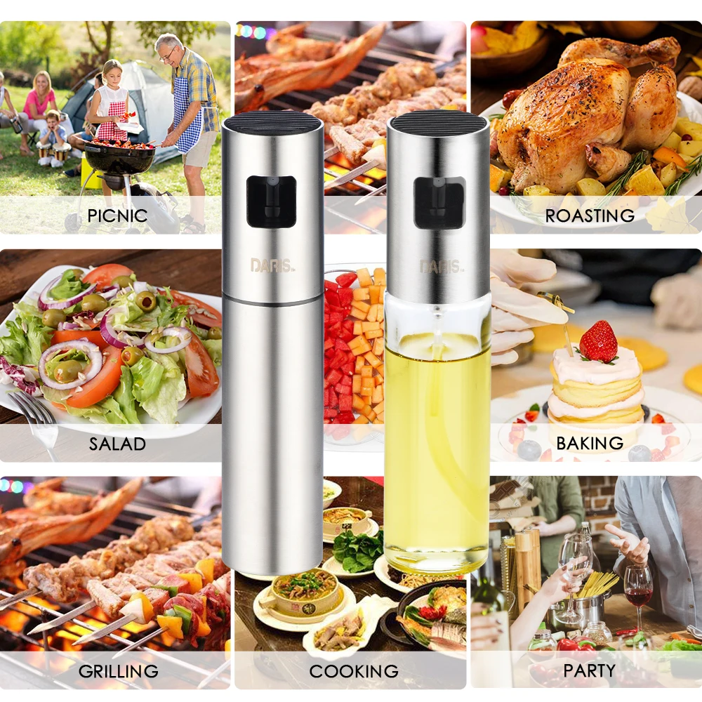 Kitchen Stainless Steel Olive Oil Sprayer Bottle Pump Oil Pot Leak-proof Grill BBQ Sprayer Dispenser BBQ Cookware Tools