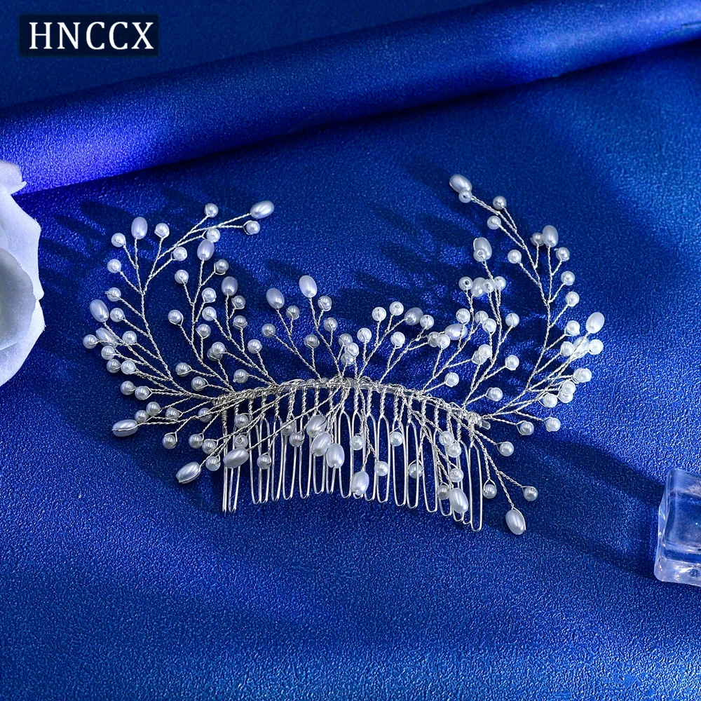 

HNCCX Wedding Crystal Hair Comb Bridal Headpieces Alloy Leaf Headwear Pearl Hair Accessories Bridesmaid Party Headdress CP180