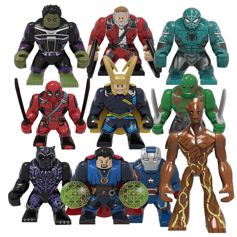 

Action Figure Building Blocks Marvel Superhero Avengers Alliance Hulk Spider Man Assembly Block Handmade Toy Children's Gift