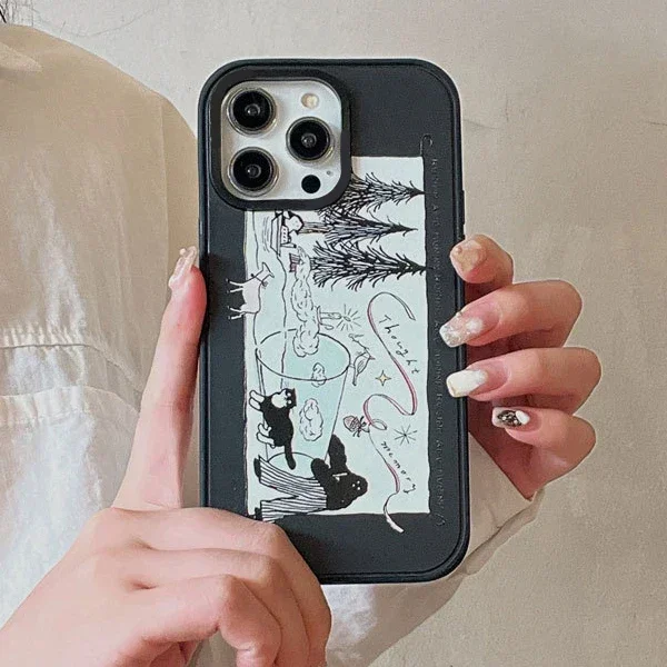 

Black Cat Black Frosted Phone Case Cover for IPhone 13 14 15 Pro Max Case
