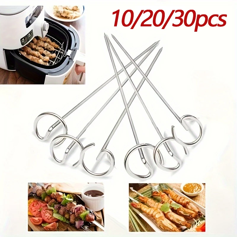 10-30pcs Stainless Steel Skewer Grill Kabob Skewers Sticks For Grilling Reusable Kebab Barbecue BBQ Stick Special Baking Needle 10-30pcs Stainless Steel Skewer Grill Kabob Skewers Sticks For Grilling Reusable Kebab Barbecue BBQ Stick Special Baking Needle