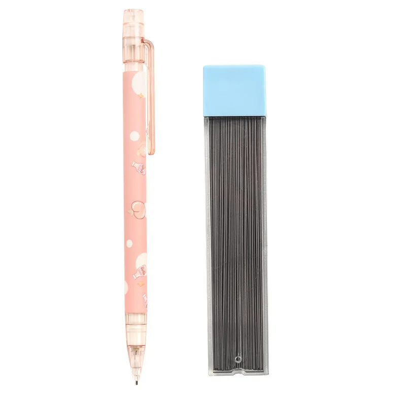 0.5mm Honey Peach Cute Press Automatic Mechanical Pencil School Office Supplies Student Stationery Gift Refill 5