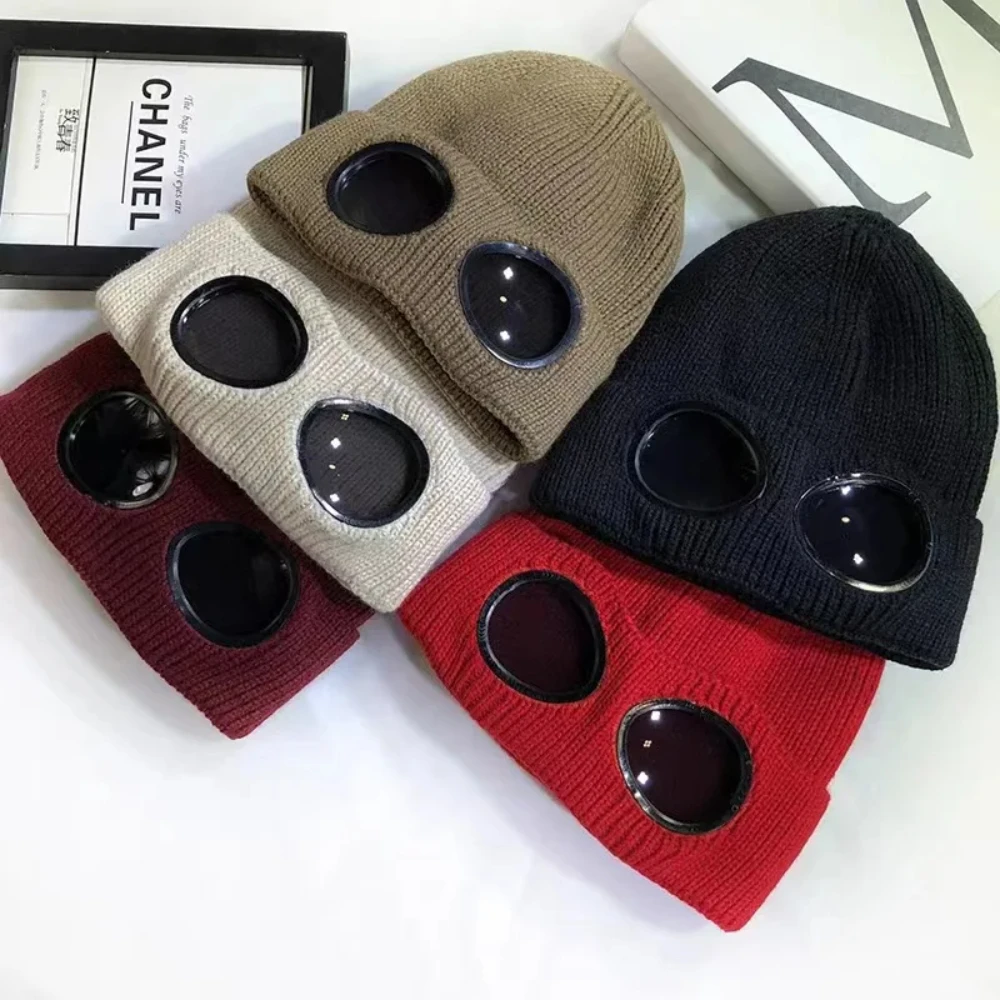 

Warm Ski Hats Caps Autumn Winter Acrylic Solid Thicken Knitted Hat Ear Woolen Hat Outdoor Hat