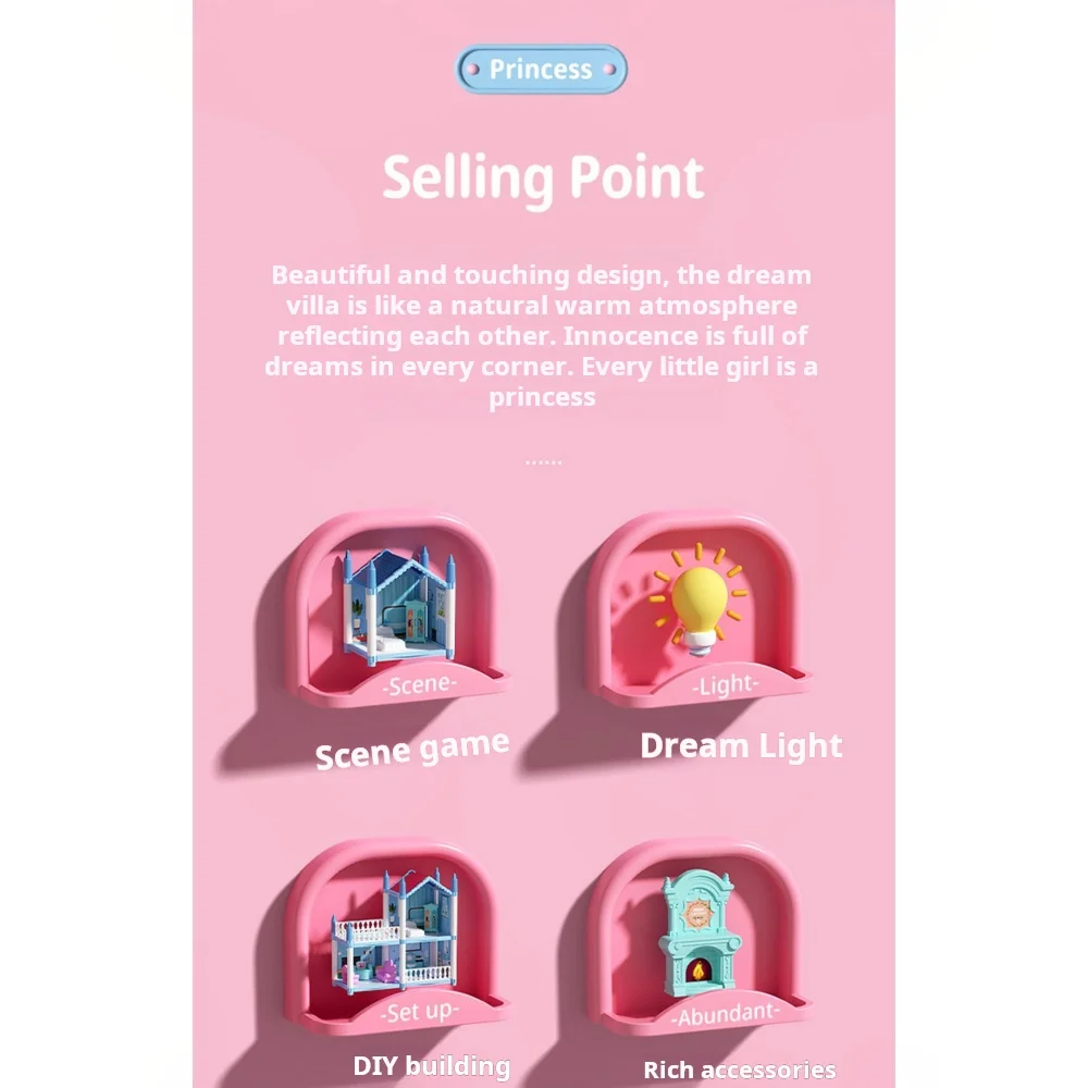 New Playing House Doll House Princess Castle Set Big Villa Puzzle Dollhouse Kids Simulation House Girl, Birthday Gift