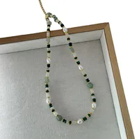 Nouveauté à la mode perle d'eau douce naturelle et pierre de Jade 14K or rempli femme ensemble de bijoux pour femmes collier Bracelet cadeaux 6