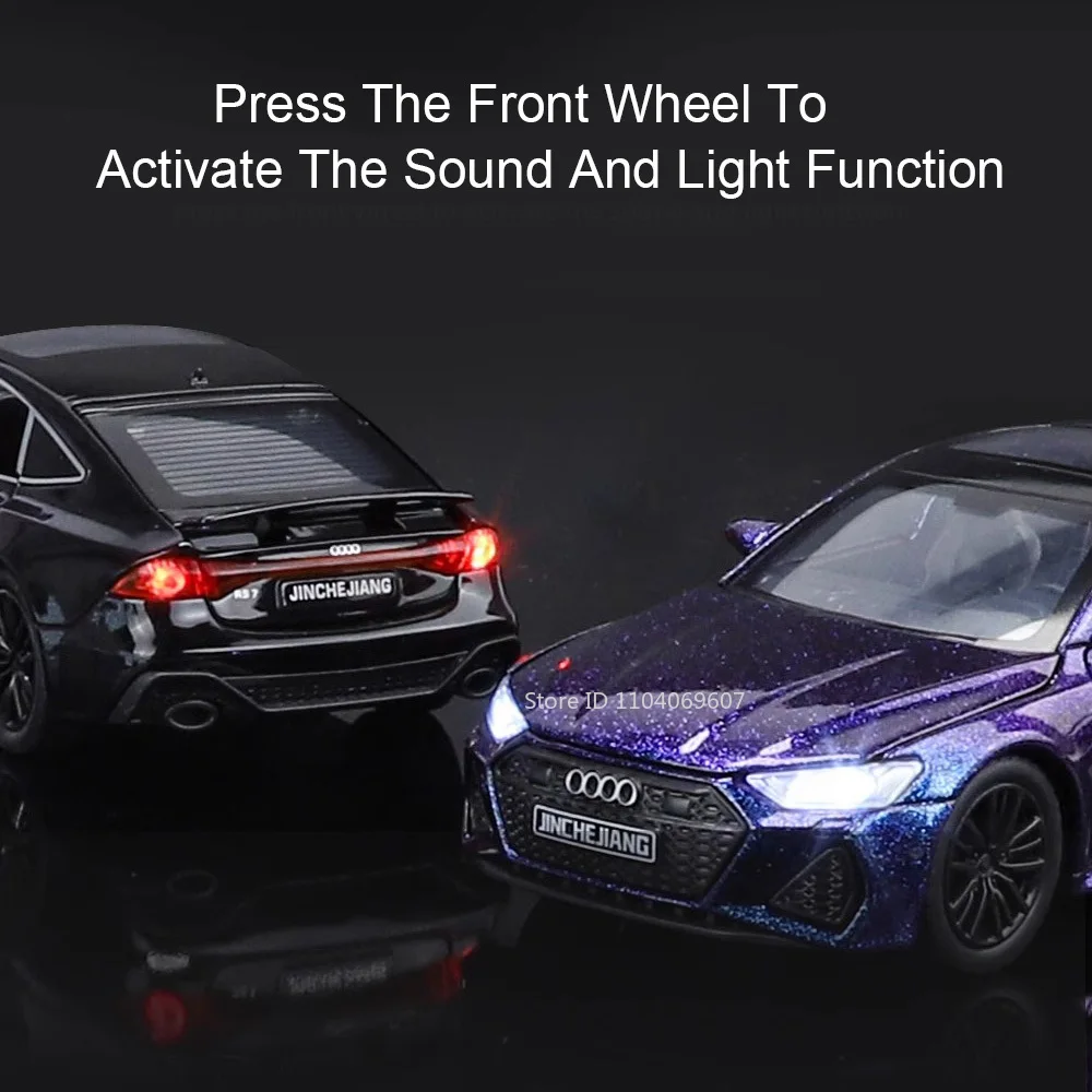 Alloy Diecast Miniature Toy Car with Opening Doors, Sound, Light, and Pull-Back Action